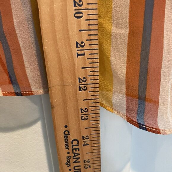 Maeve Anthropologie Top Women’s XS Gold Silk Striped Tiered Spring Colors - Picture 8 of 12